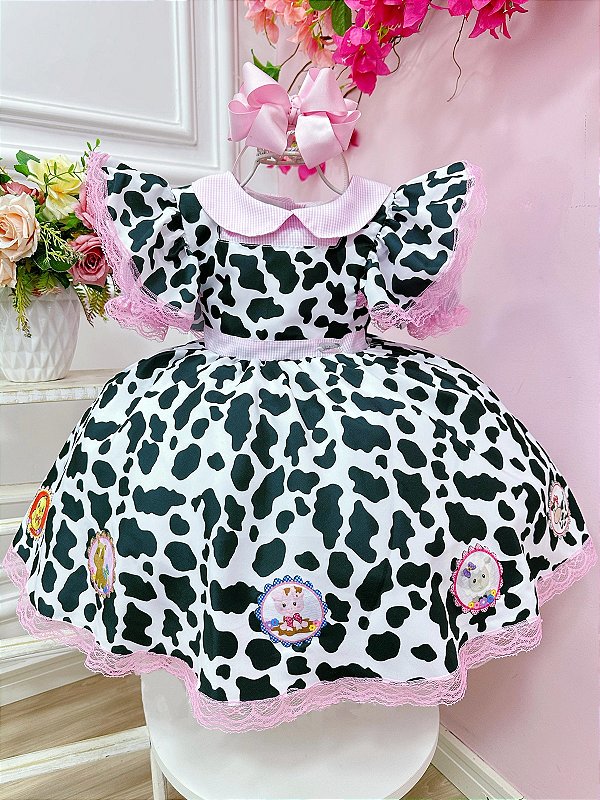 Conjunto Infantil Jardineira Fazendinha Vaquinha Cropped