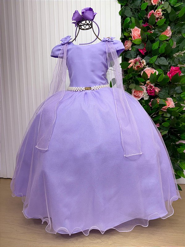 Vestido de Festa Infantil Lilas Daminha Menina