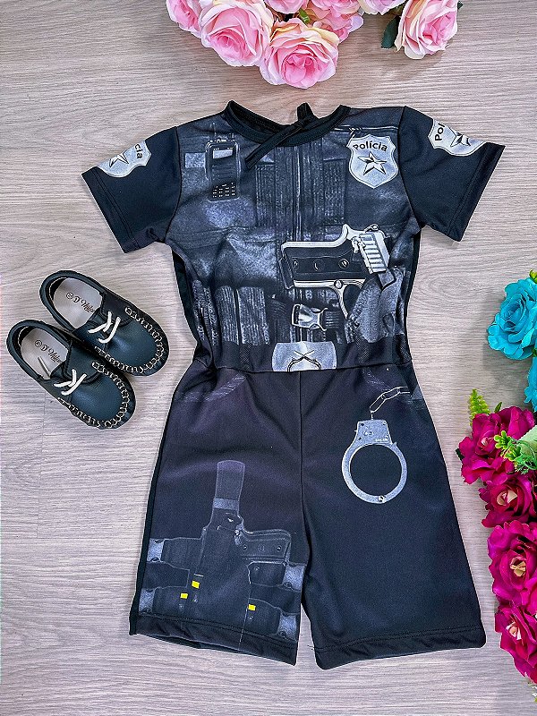 Fantasia Infantil Menino Policial Azul Dia das Crianças