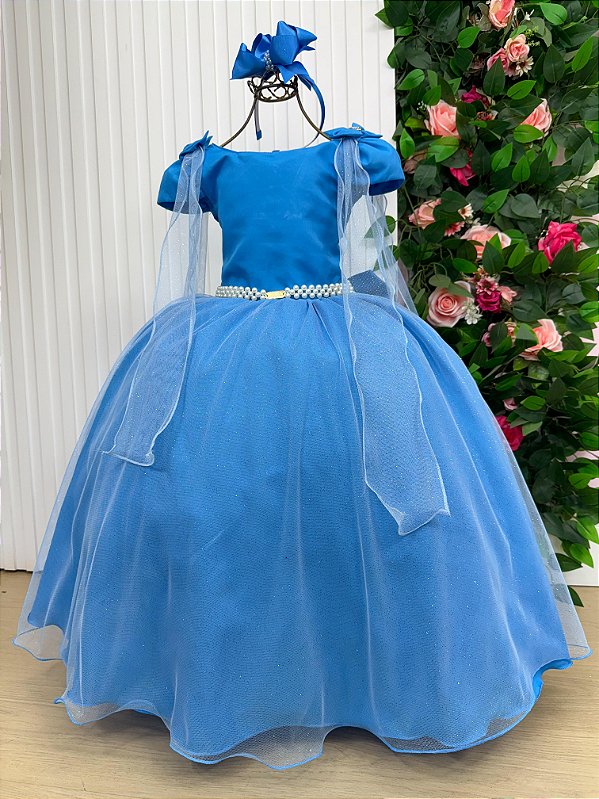 Vestido de Festa Infantil Daminha Menina Azul Serenity