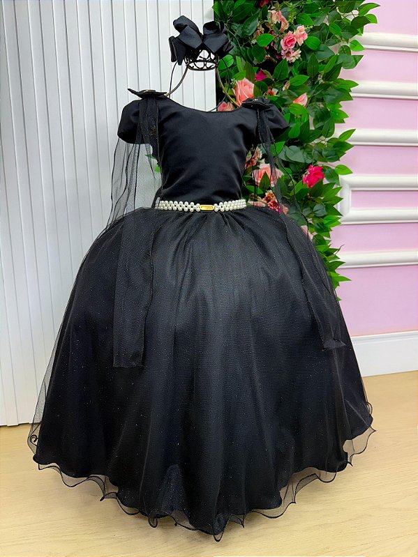 Vestido de Festa Infantil Preto Daminha Menina