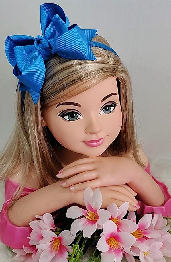 Tiara Infantil Laço Azul Festa Luxo