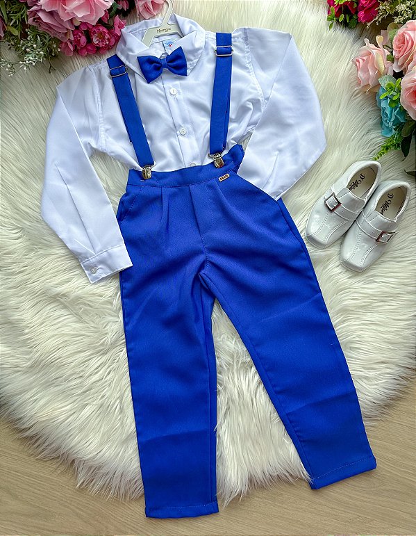 Conjunto Social Menino Azul Royal Suspensorio