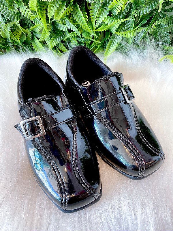 Sapato Social Infantil Preto Verniz Masculino Pajem