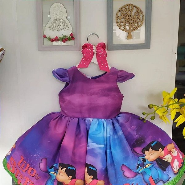 Vestido Infantil Juvenil Stitch Lilo Luxo