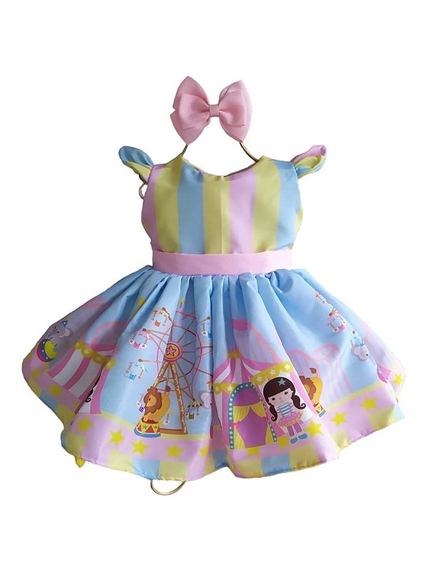Vestido Infantil Luxo Circo Rosa Festa