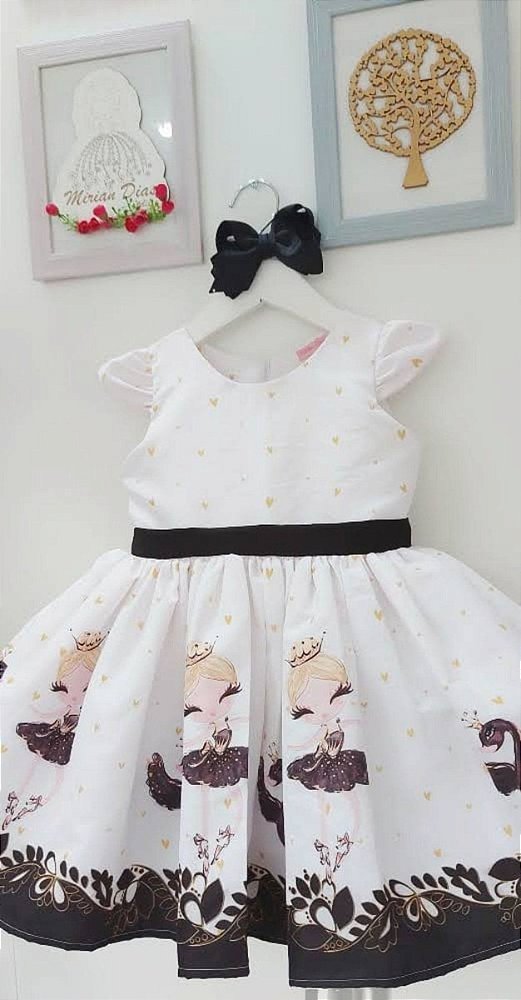 Vestido Infantil Luxo Bailarina Cisne Negro Faixa Preta