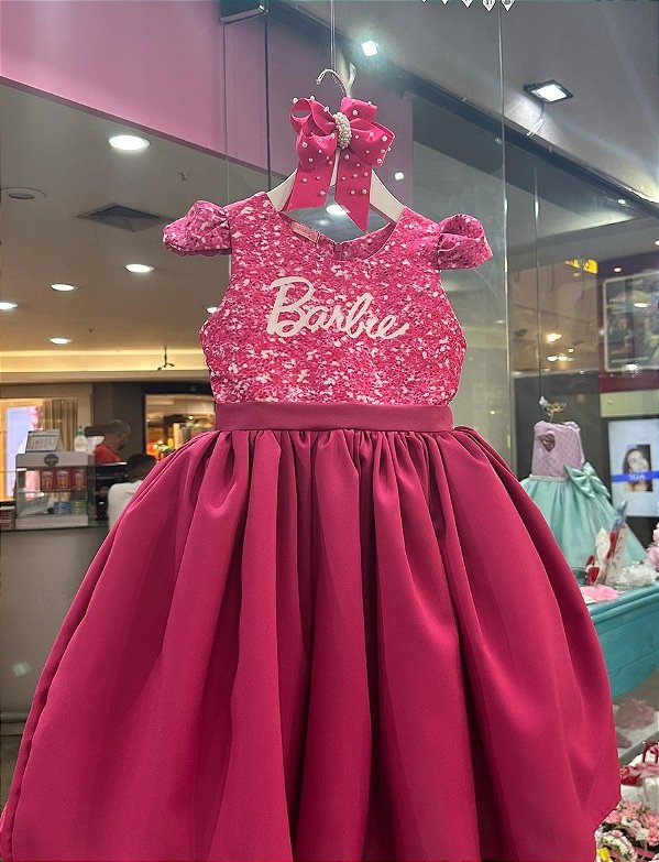 Vestido Infantil Barbie Pink Luxo
