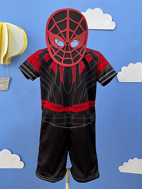 Fantasia Infantil Temática Homem Aranha Máscara