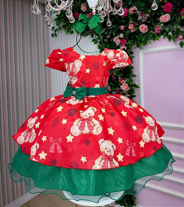 Vestido Infantil Encanto de Natal Vermelho