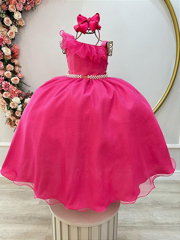 Vestido Infantil Longo Pink Luxo Formaturas Daminhas