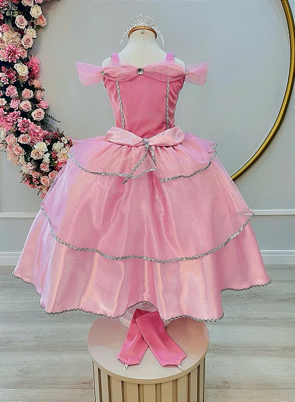 Fantasia Infantil Princesas Bela Adormecida com Luvas Festas