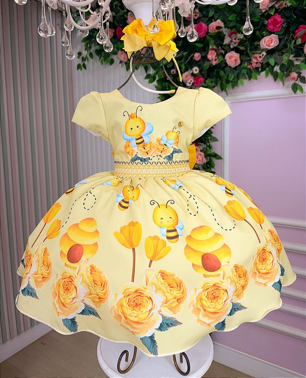 Vestido Abelha Abelhinha Infantil Temáticos Kids