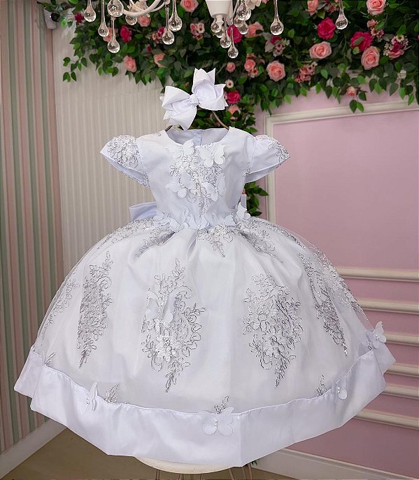 Vestido Jardim Encantado Branco Festa Infantil Marcelina