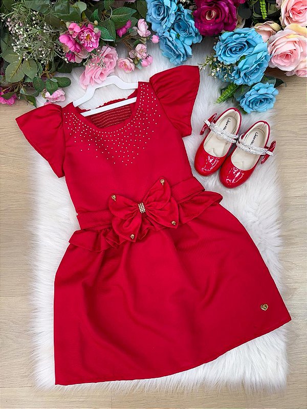 Vestido Natalinho Infantil Blogueirinha Vermelho