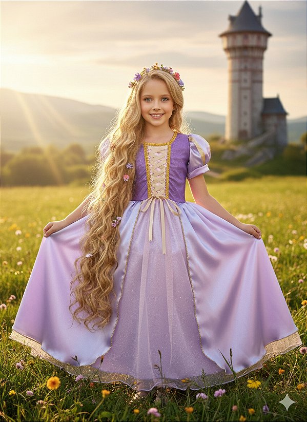 Fantasia Infantil Princesa Rapunzel Festas