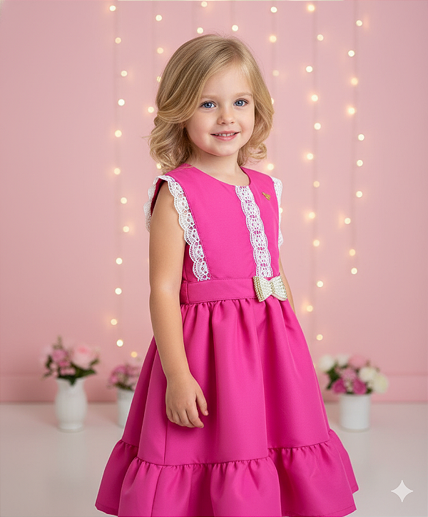 Vestido Infantil Pink Ano Novo Festas Valeria