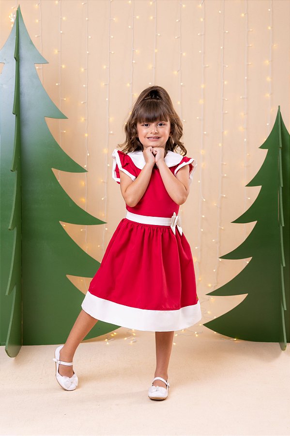 Vestido Infantil Vermelho Camile Natal Festa Natalina