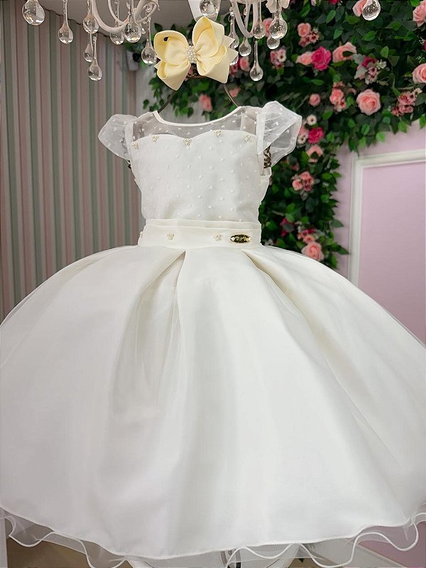 Vestido Infantil Off Festa Luxo Casamento Isabela