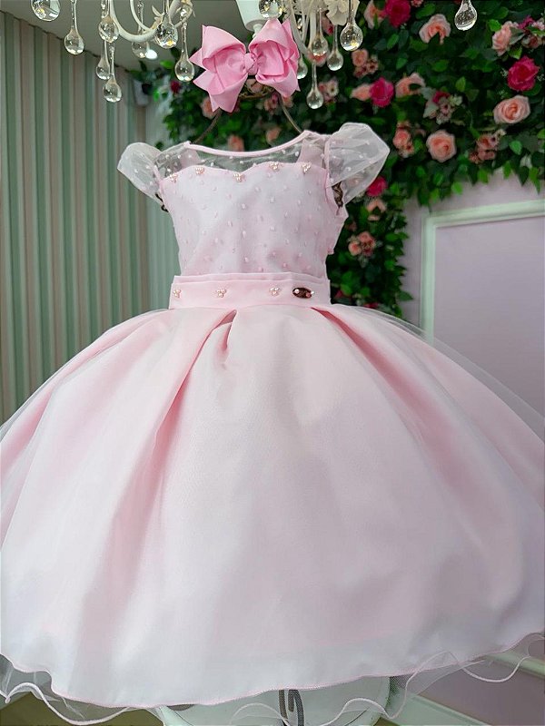Vestido Infantil Rosa Festa Luxo Casamento Isabela