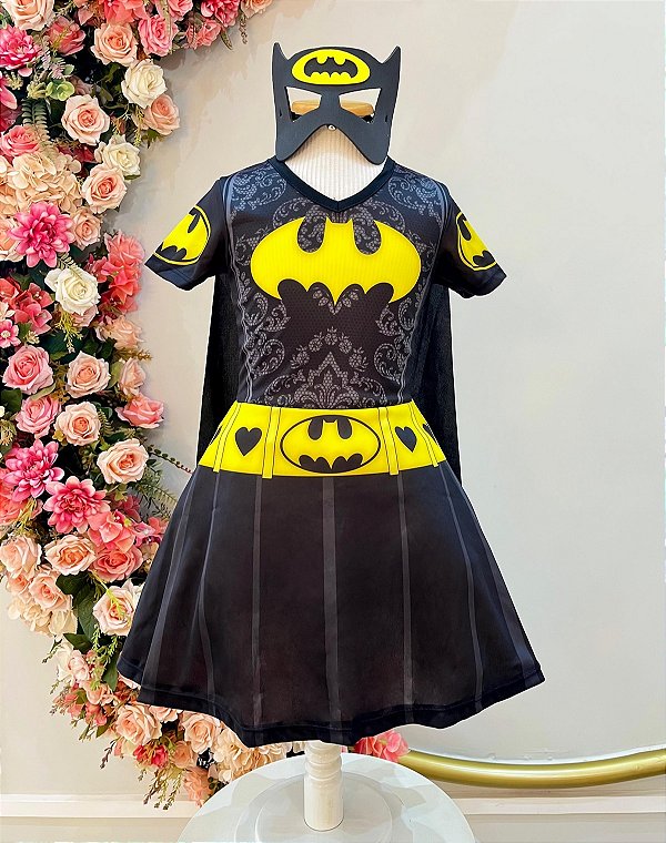Fantasia Infantil Temática da Batgirl Com Máscara Festas