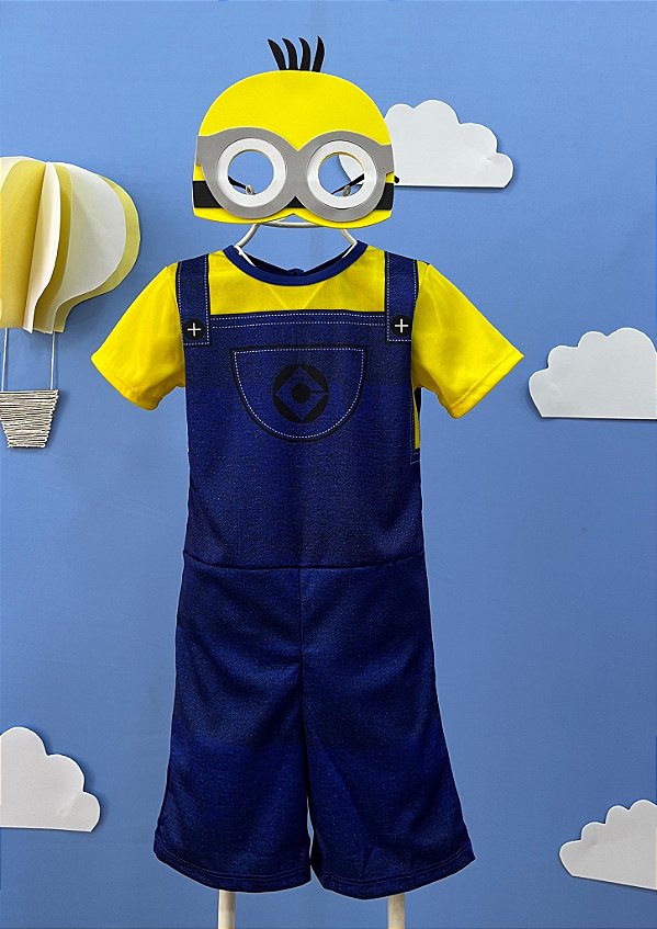 Fantasia Infantil Temática dos Minions Com Máscara  Dia das Crianças