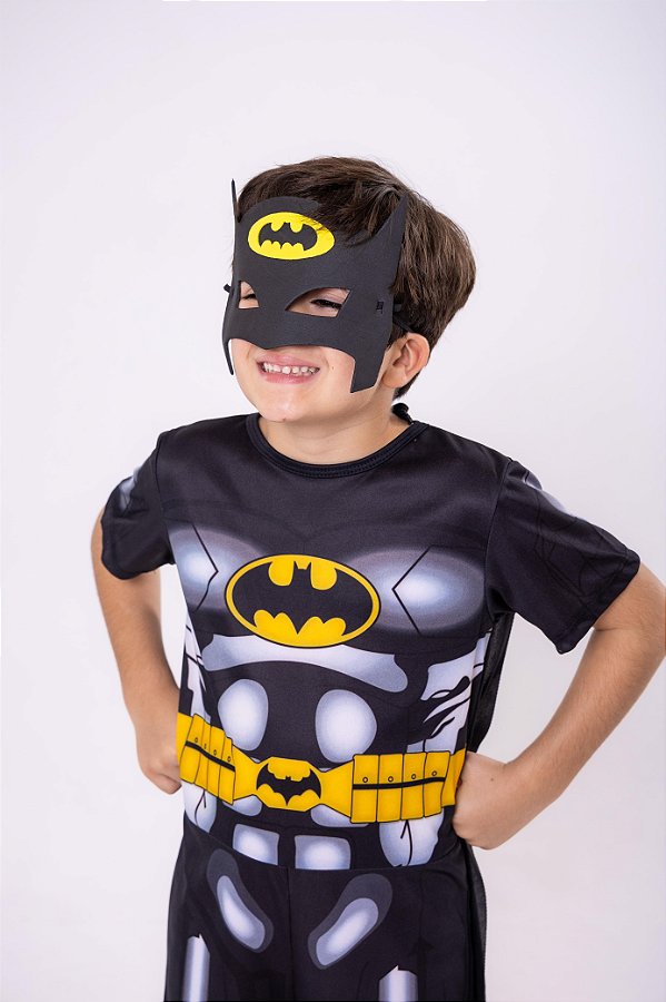 Fantasia Batman Menino Carnaval Roupa Do Herói Capa