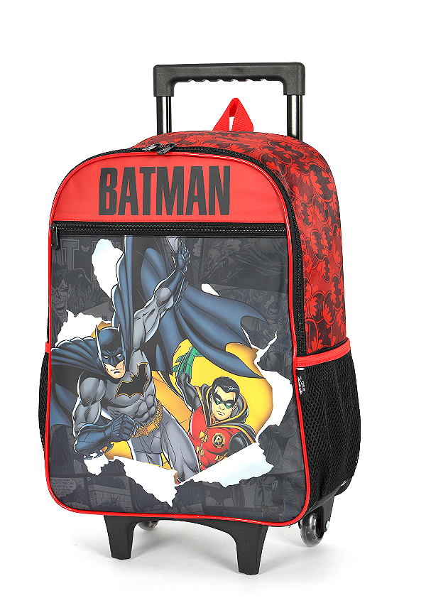 Kit Mochila Infantil Rodinhas Batman e Robin + Lancheira Preta