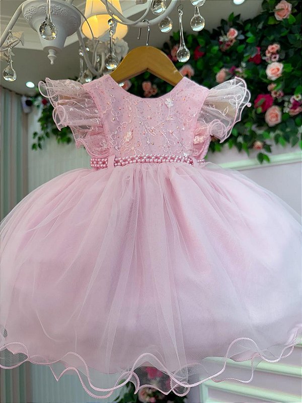 Vestido Infantil Bebe Rosa Princesa Ana Liz