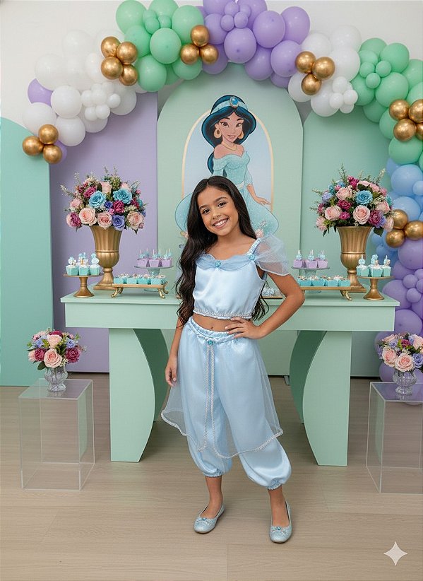 Fantasia Princesa Jasmine Azul Bebe Odalisca