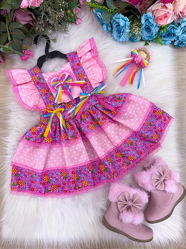 Romper Vestido Princesa Junino Florzinha do Arraiá