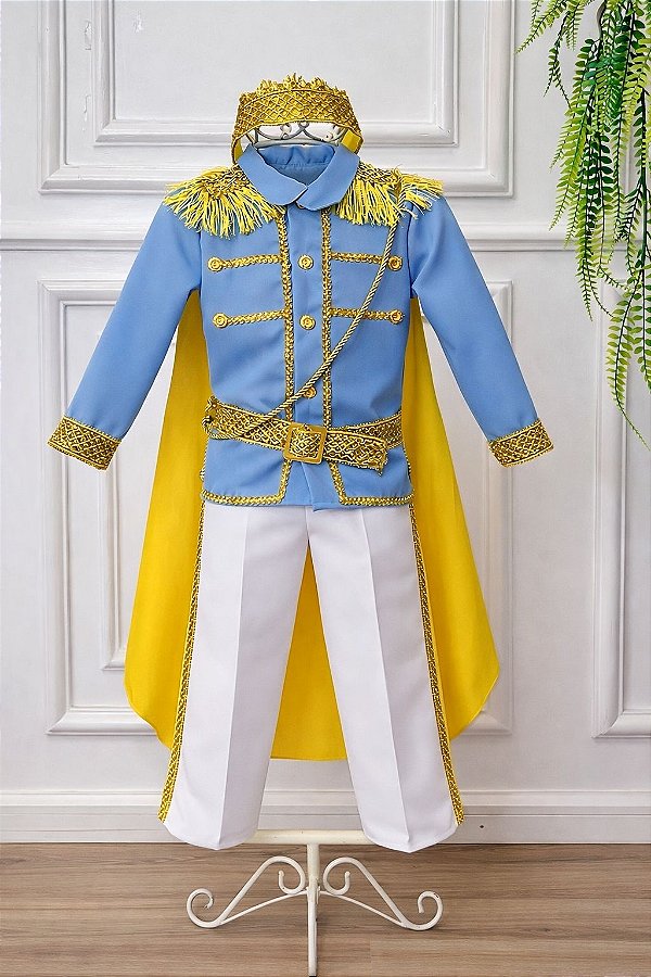 Conjunto Fantasia Príncipe Luxo Azul Claro