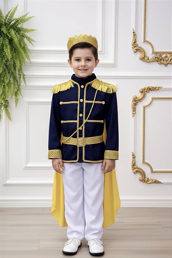 Conjunto Fantasia Príncipe Luxo Azul Marinho Escuro