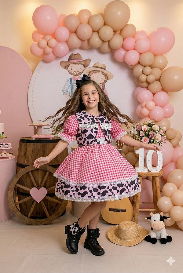 Vestido Junino Fazendinha Encanto da Vaquinha - Boiadeira