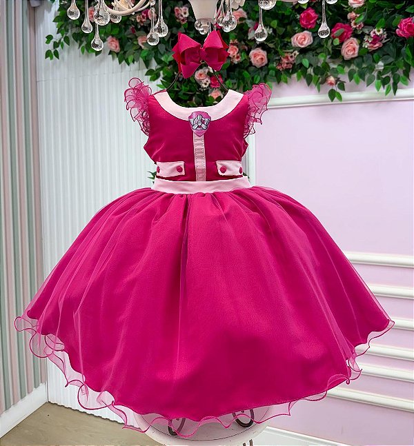 Vestido Patrulha Canina Sky Temático Infantil Festa Luxo