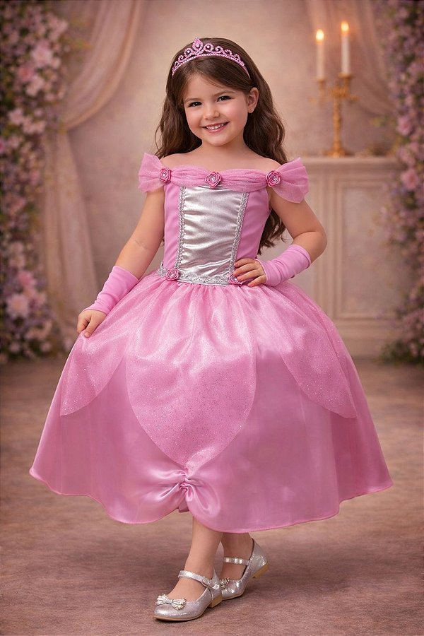 Fantasia Infantil Princesas Bela Adormecida Com Luvas
