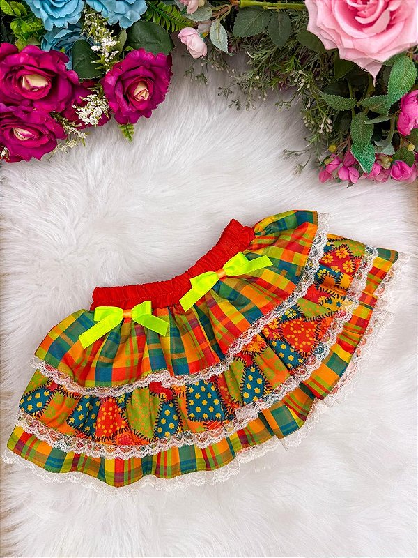 Saia de Festa Junina Infantil Caipira Laranja