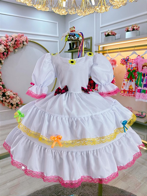 Vestido Infantil Luxo Junino Arraiá Caipira Noiva