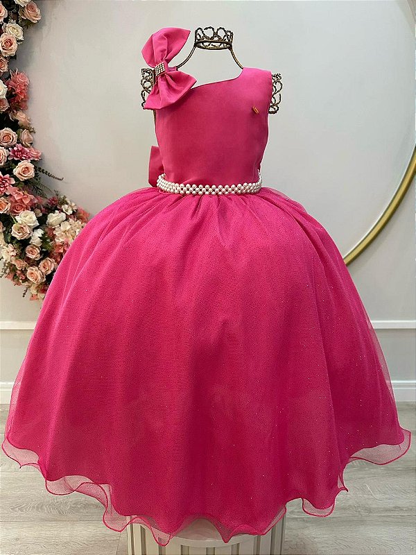 Vestido Infantil Longo Pink Luxo Daminhas Formaturas