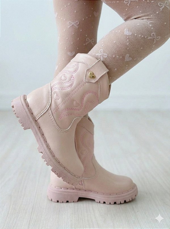 Bota Infantil Texana Coturno Nilqi Rose
