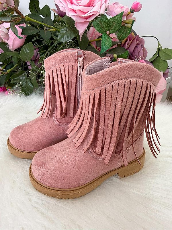 Bota Coturno Infantil Menina Botinha Confortável Rosa
