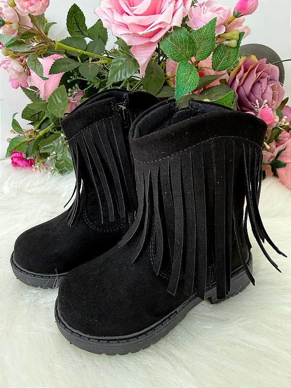 Bota Coturno Infantil Menina Botinha Confortável Preto