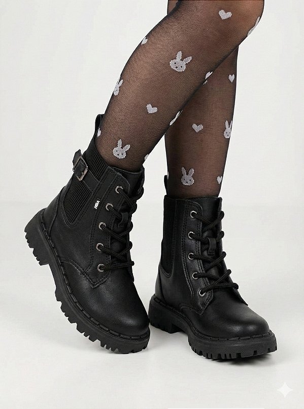 Bota Infantil Coturno Menina Nilqi Botinha Preto