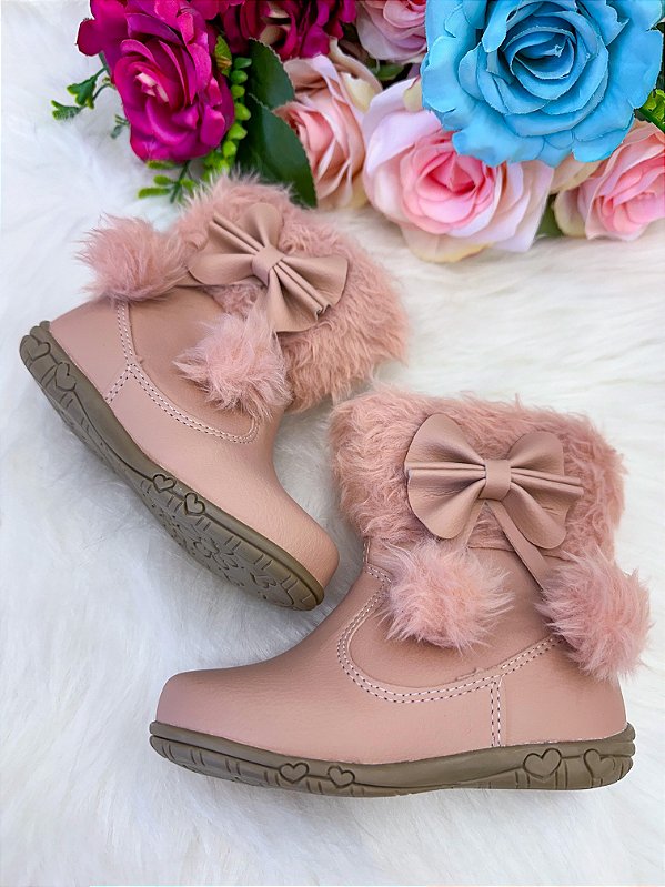 Bota Coturno Infantil Nude Rose Flor Di Mila