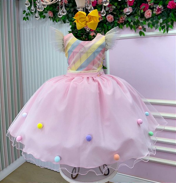 Vestido Infantil Circo Candy Color Festa Luxo