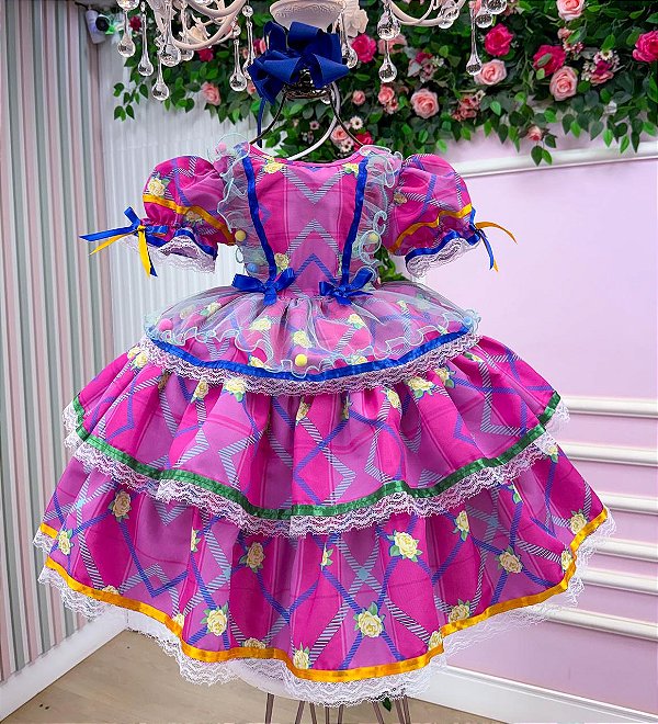 Vestido Junino Infantil Quermesse Estrela do Arraiá Festa Junina