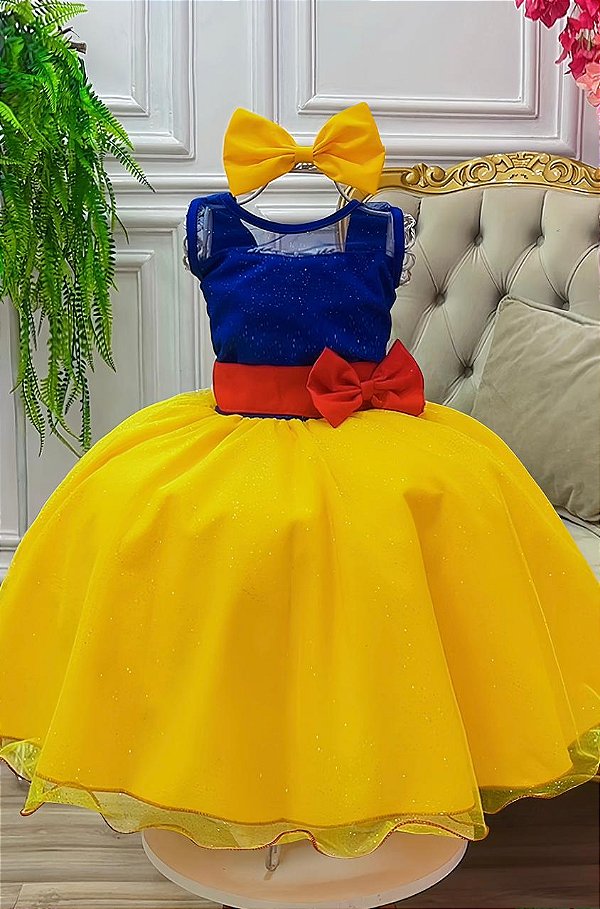 Vestido Fantasia Infantil Princesa com Saia Glitter com Capa Laço Bico de Pato