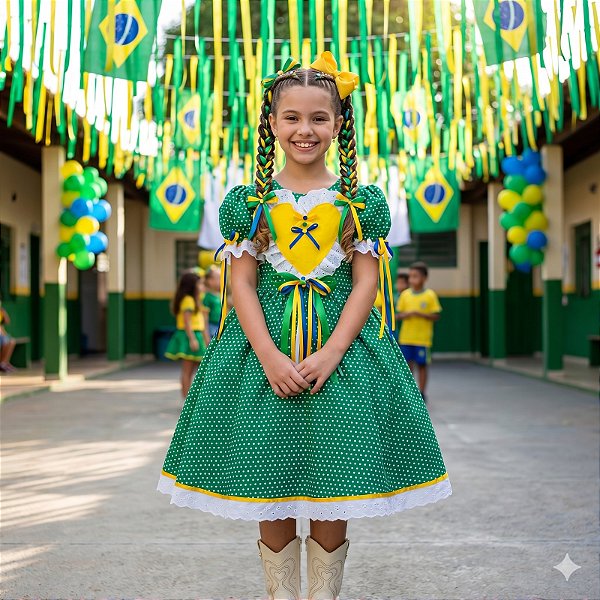 Vestido Junino Luxo Arraia da Copa Brasil