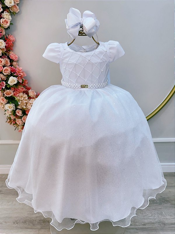 Vestido Infantil Festa Casamento Formatura Branco Daminha