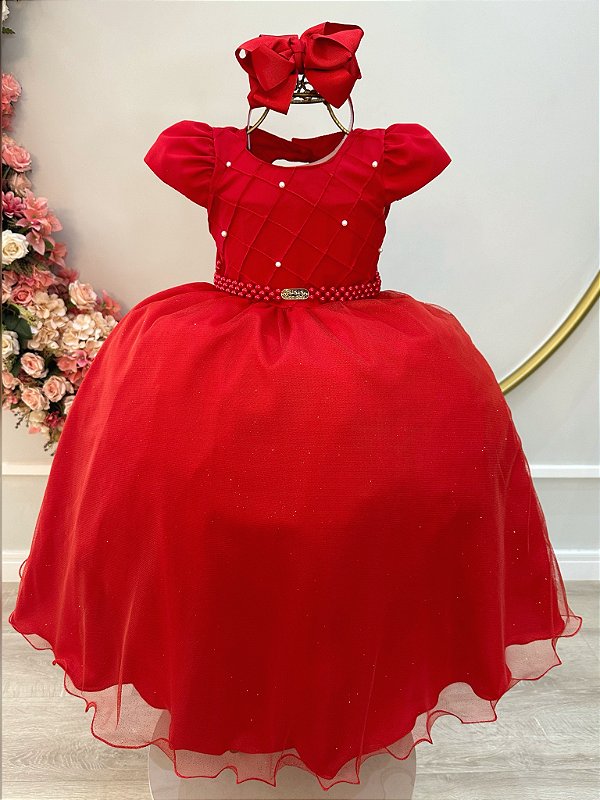 Vestido Infantil Festa Casamento Formatura Vermelho Daminha